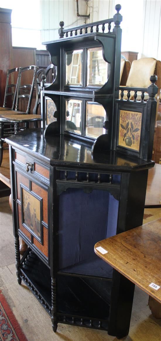 Asthetic movement ebonised mirrored cabinet